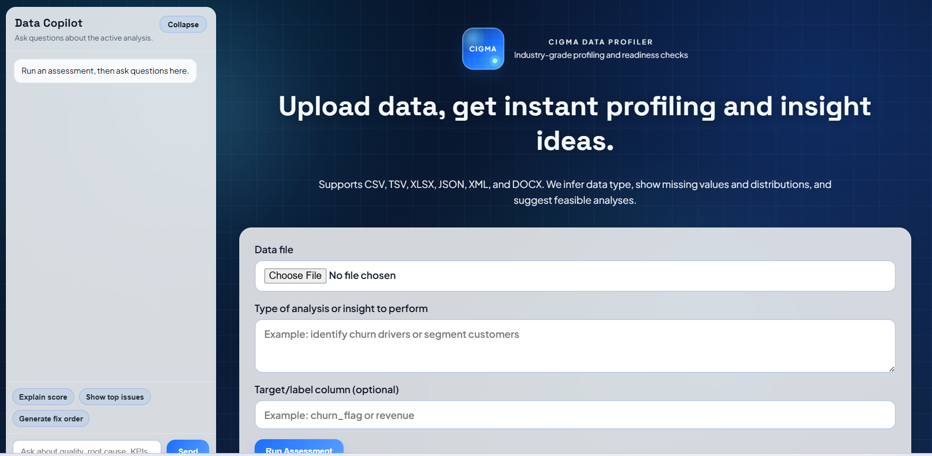 DQA Profiler Main Interface